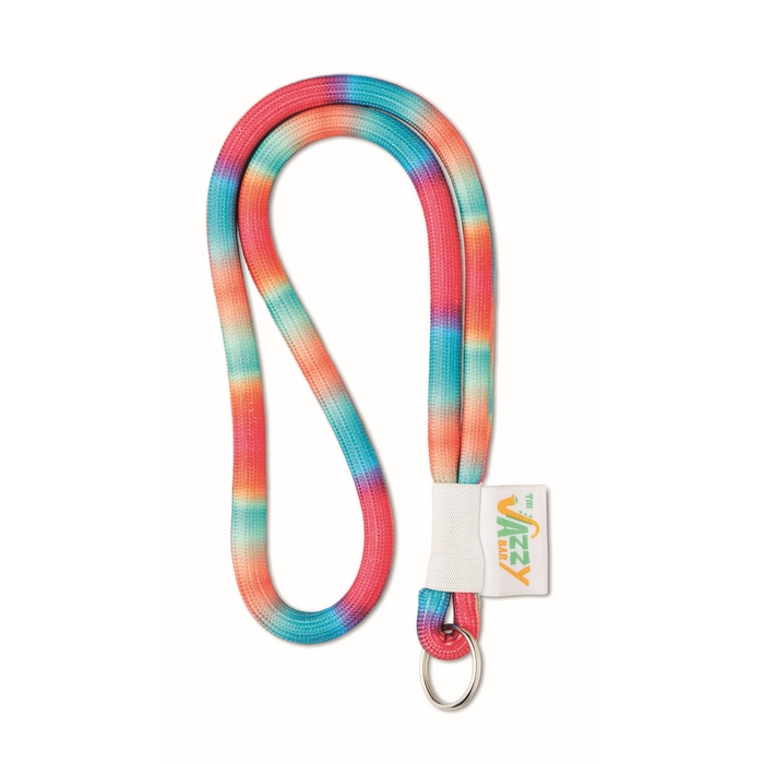 Lanyard tubular con etiqueta tejida